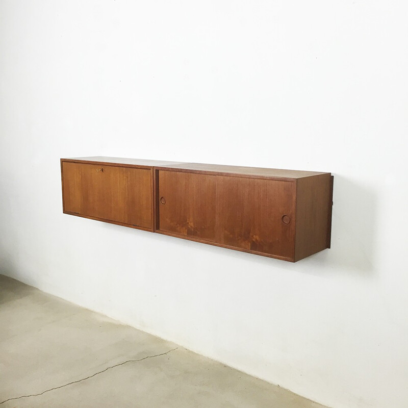 Scandinavian Feldballes Mobelfabrik wall unit in veneered teak, Kai KRISTIANSEN - 1960s