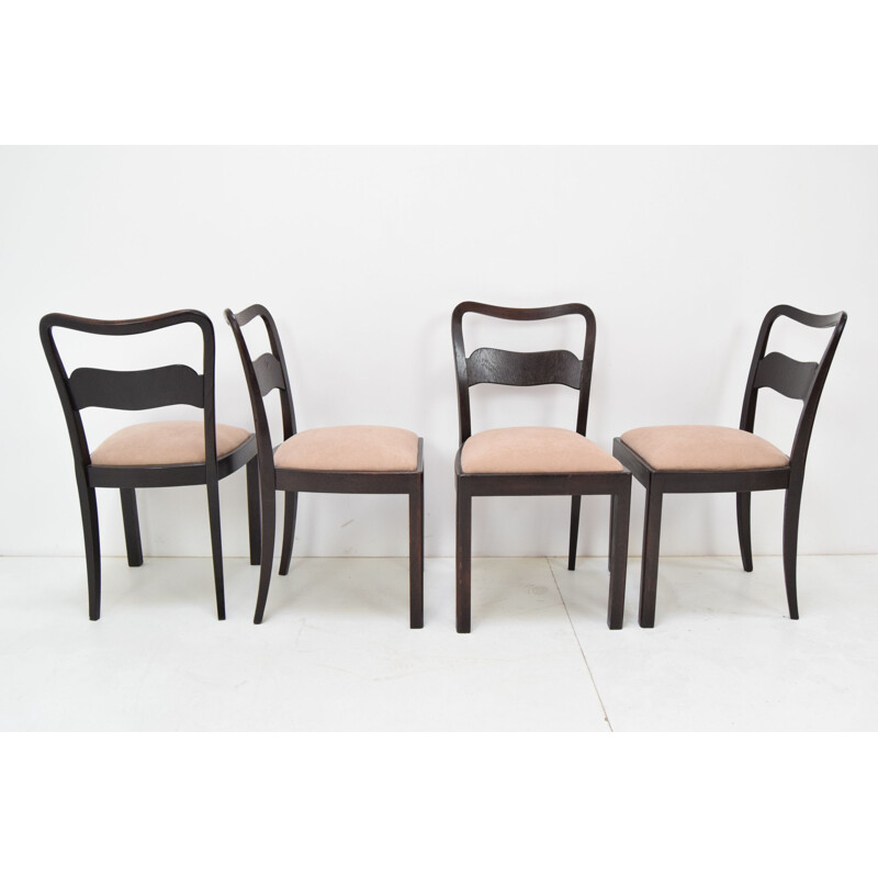 Set of 4 vintage chairs made of wood by Jindrich Halabala, Czech 1940