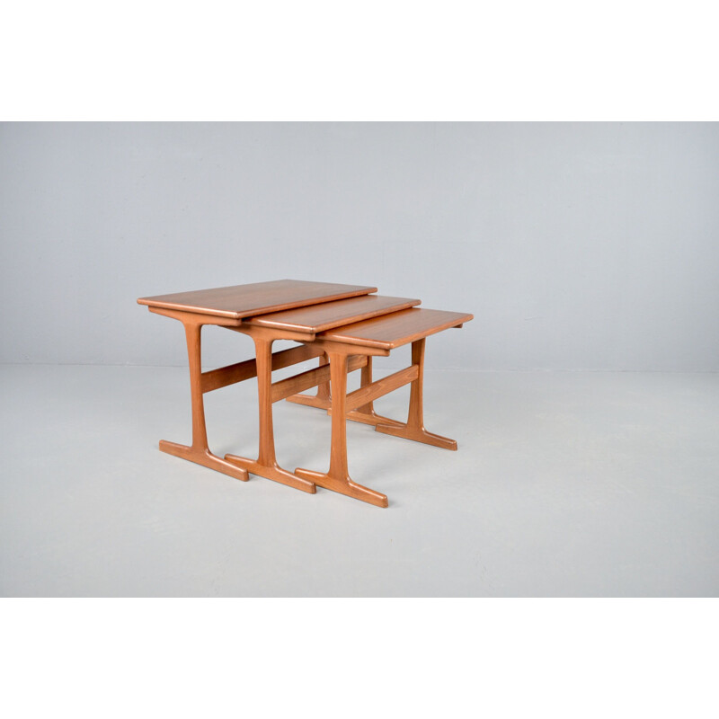 Midcentury nesting tables in teak by Kai Kristiansen Vildbjerg möbelfabrik 1960s