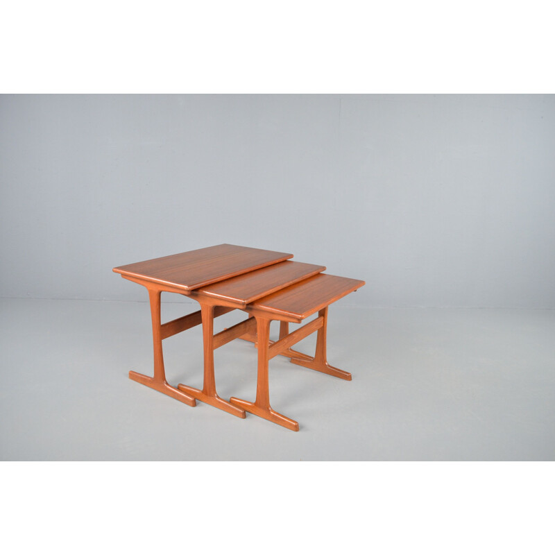 Midcentury nesting tables in teak by Kai Kristiansen Vildbjerg möbelfabrik 1960s