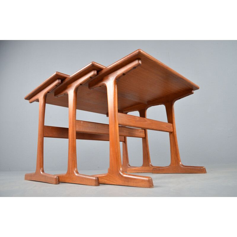 Midcentury nesting tables in teak by Kai Kristiansen Vildbjerg möbelfabrik 1960s
