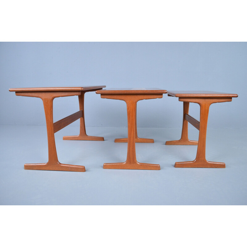 Midcentury nesting tables in teak by Kai Kristiansen Vildbjerg möbelfabrik 1960s