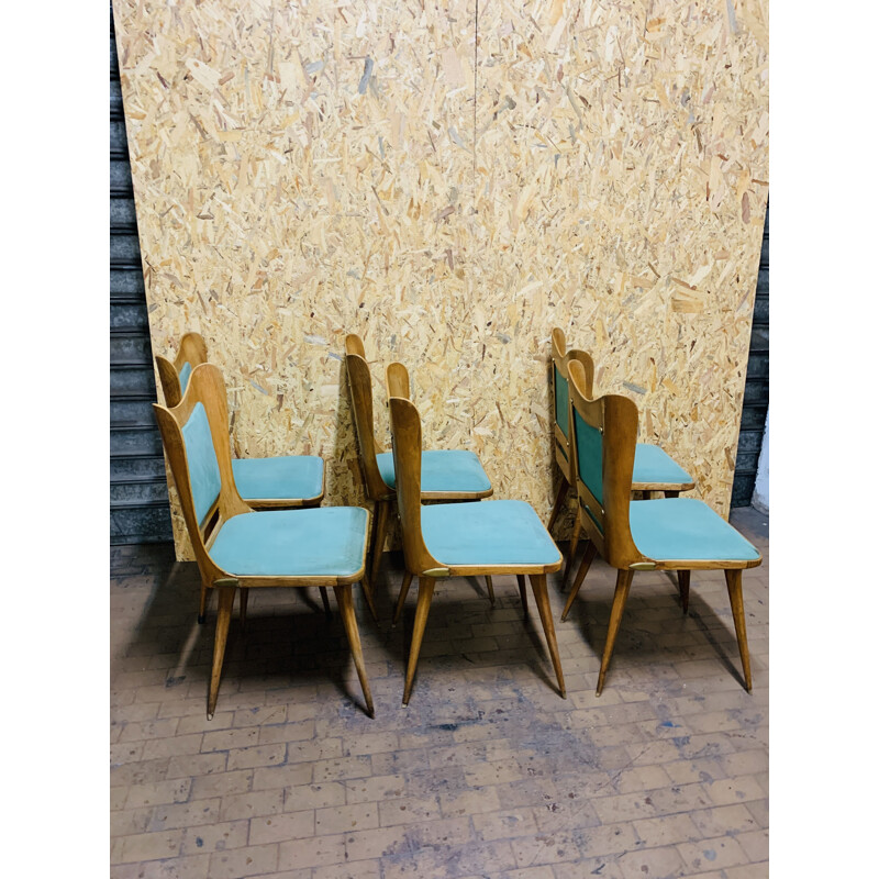 Set of 6 vintage chairs Sedie da pranzo de Carlo Ratti par Pizzetti, 1950