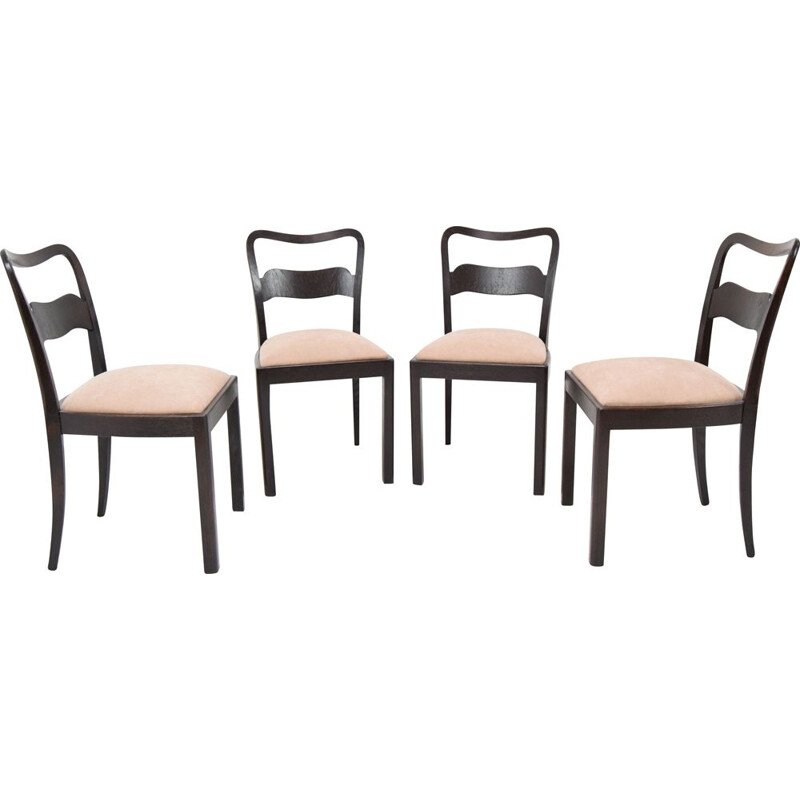 Set of 4 vintage chairs made of wood by Jindrich Halabala, Czech 1940