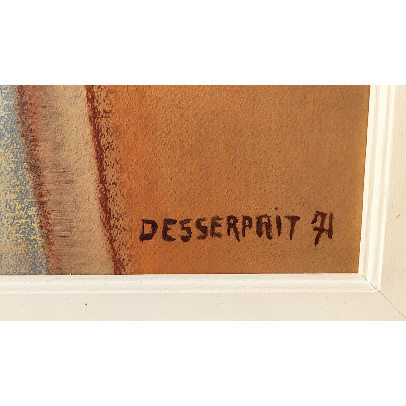 Óleo sobre lienzo vintage Desserprit Roger, 1971
