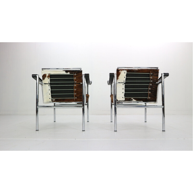 Pair of vintage Pony Skin Armchairs Model-LC1 Le Corbusier for Cassina, Italy 1970s