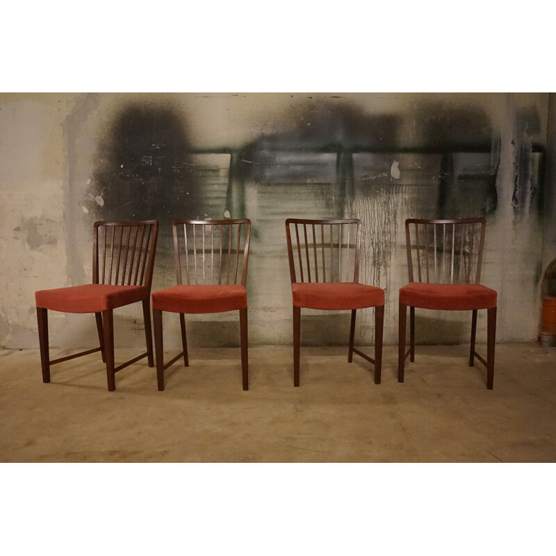 Set of 4 vintage Teak 1666 Dining Chairs by Ole Wanscher for Fritz Hansen