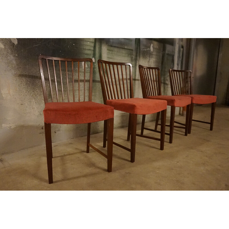 Set of 4 vintage Teak 1666 Dining Chairs by Ole Wanscher for Fritz Hansen
