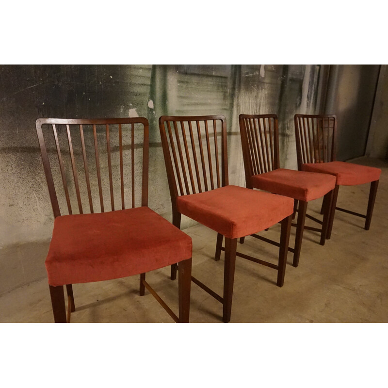 Set of 4 vintage Teak 1666 Dining Chairs by Ole Wanscher for Fritz Hansen