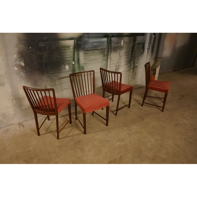 Set of 4 vintage Teak 1666 Dining Chairs by Ole Wanscher for Fritz Hansen