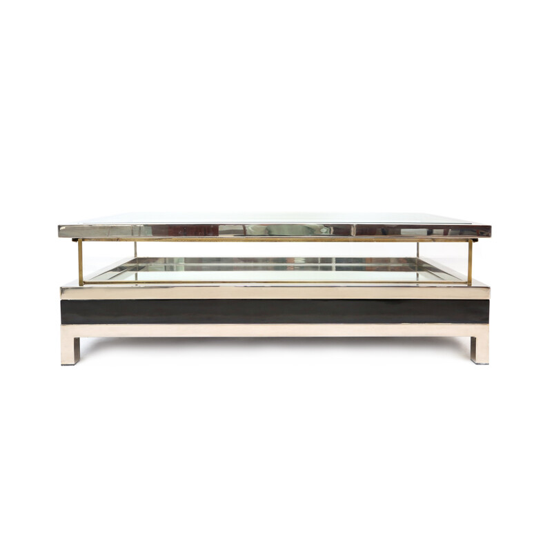 Maison Jansen sliding coffee table in steel - 1970s