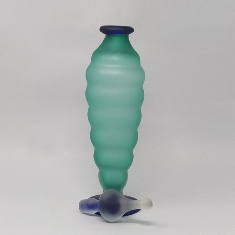 Grüne und blaue Vintage-Flasche aus Muranoglas von Michielott 1970