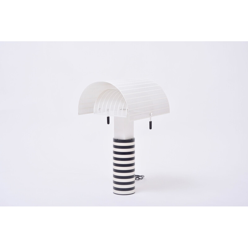 Lampada da tavolo vintage postmoderna in bianco e nero "Shogun" di Mario Botta per Artemide, Italia 1986