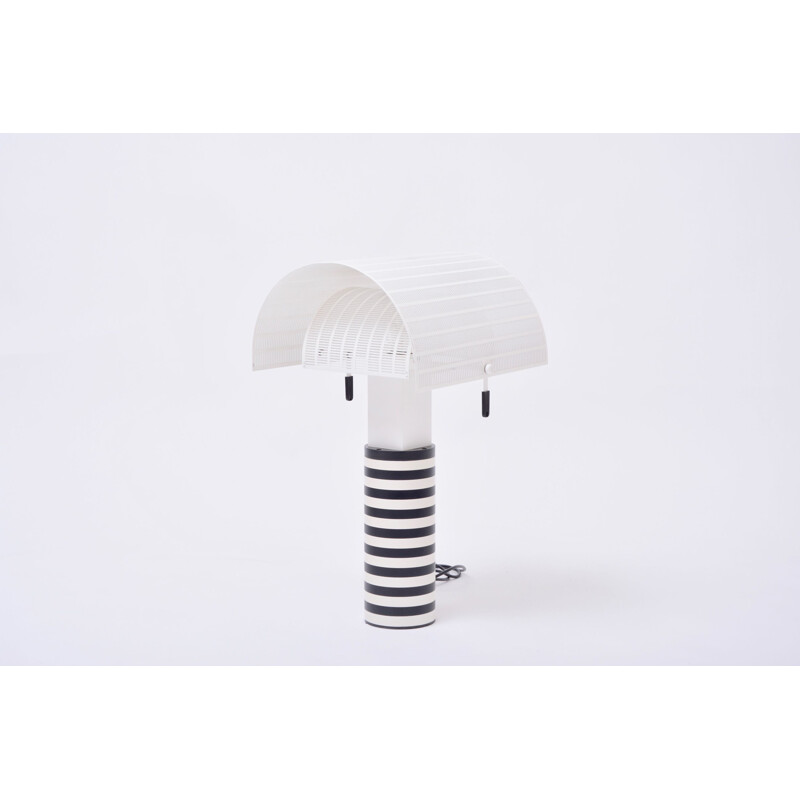 Vintage postmoderne zwart-witte tafellamp "Shogun" van Mario Botta voor Artemide, Italië 1986