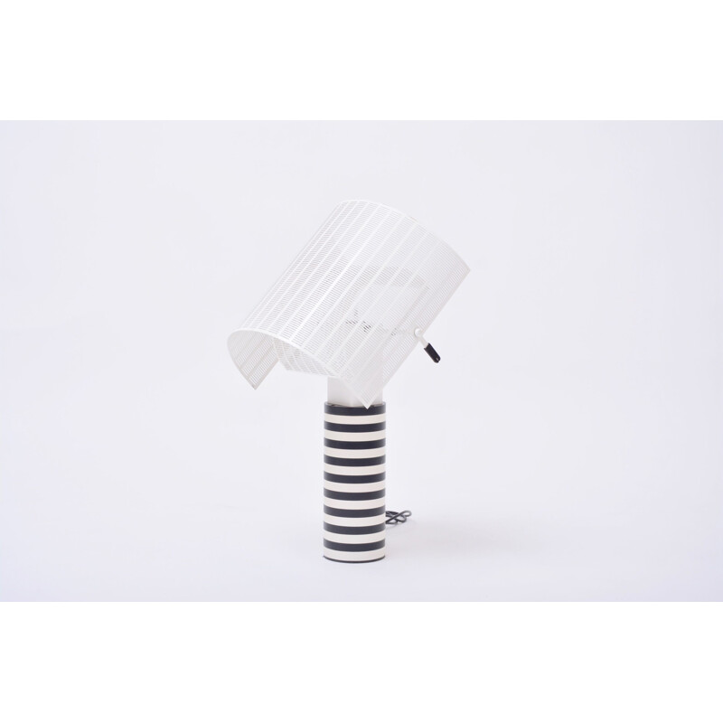 Vintage postmodern black and white table lamp "Shogun" by Mario Botta for Artemide, Italy 1986