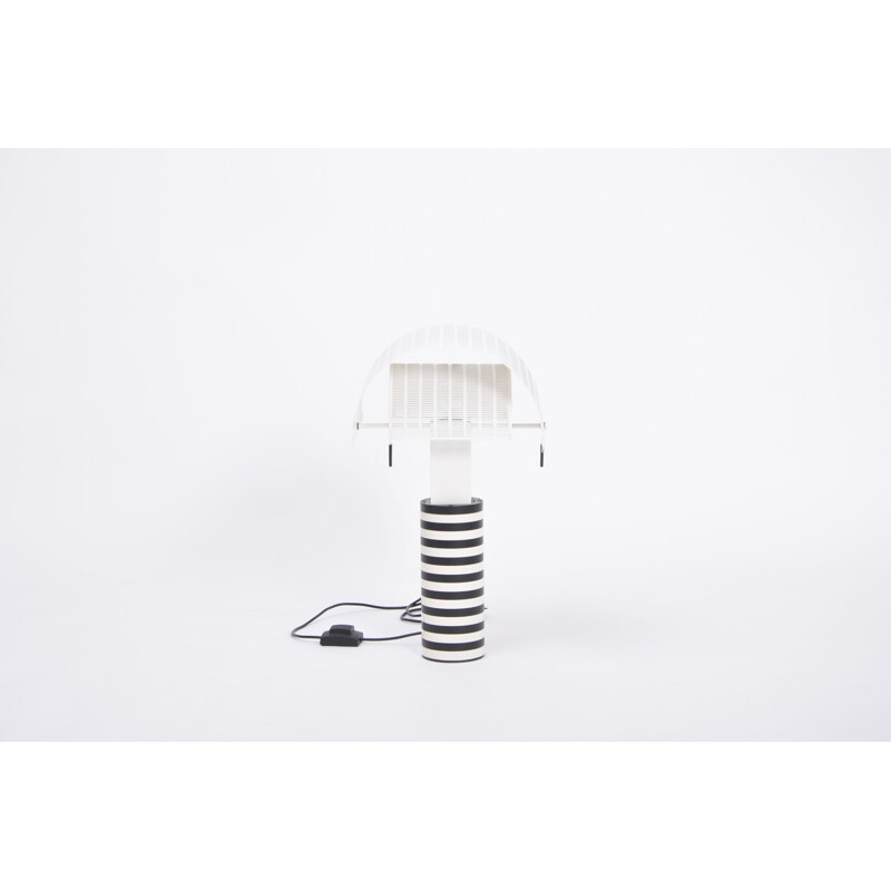 Vintage postmodern black and white table lamp "Shogun" by Mario Botta for Artemide, Italy 1986