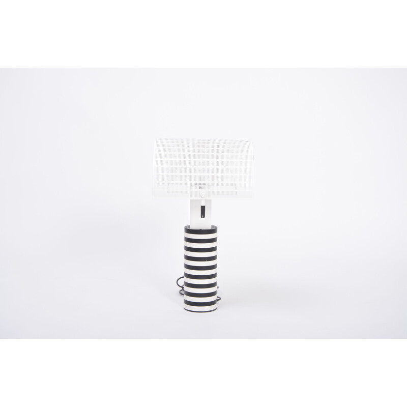 Lampe de table vintage postmoderne noire et blanche "Shogun" de Mario Botta pour Artemide, Italie 1986