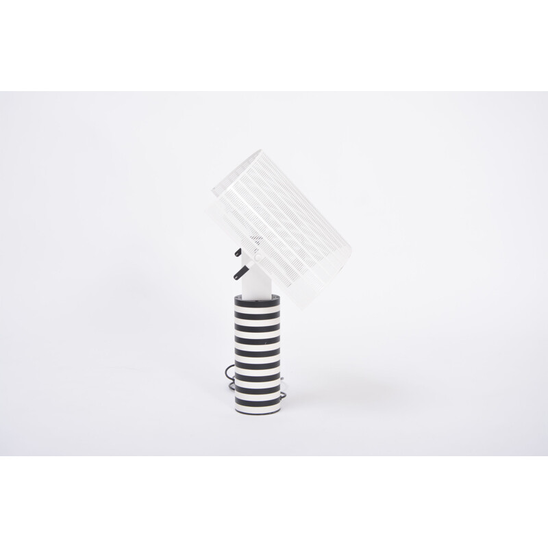 Vintage postmodern black and white table lamp "Shogun" by Mario Botta for Artemide, Italy 1986