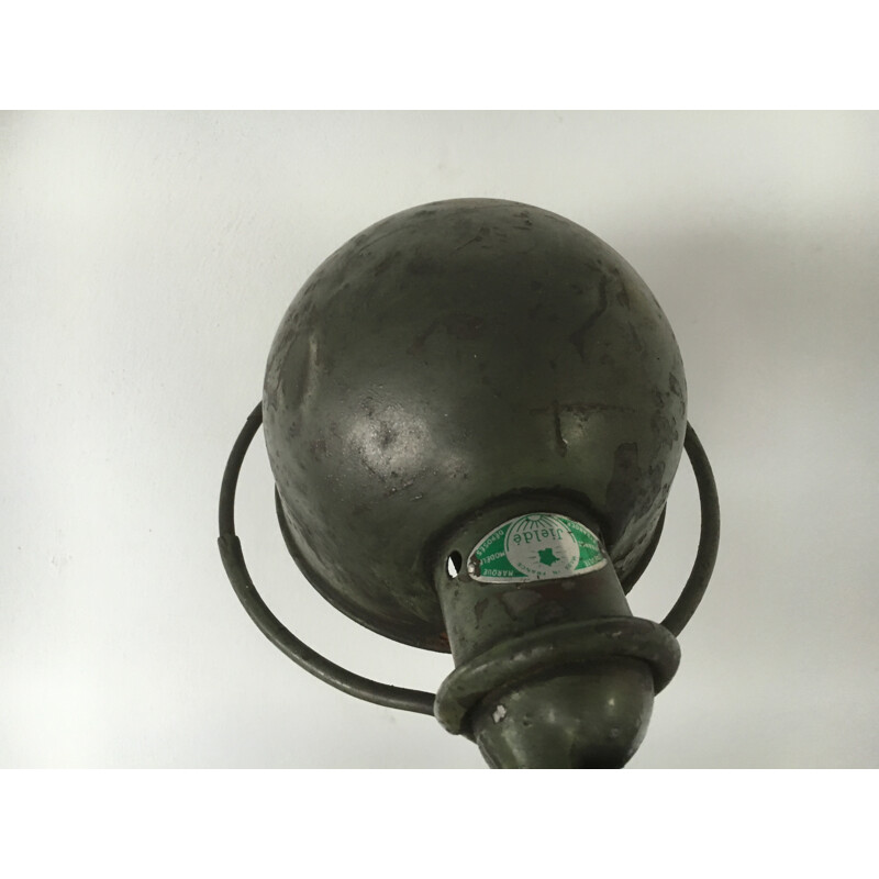 Lampe Jieldé industrielle patine verte d'époque Jean-Louis DOMECQ - 1950