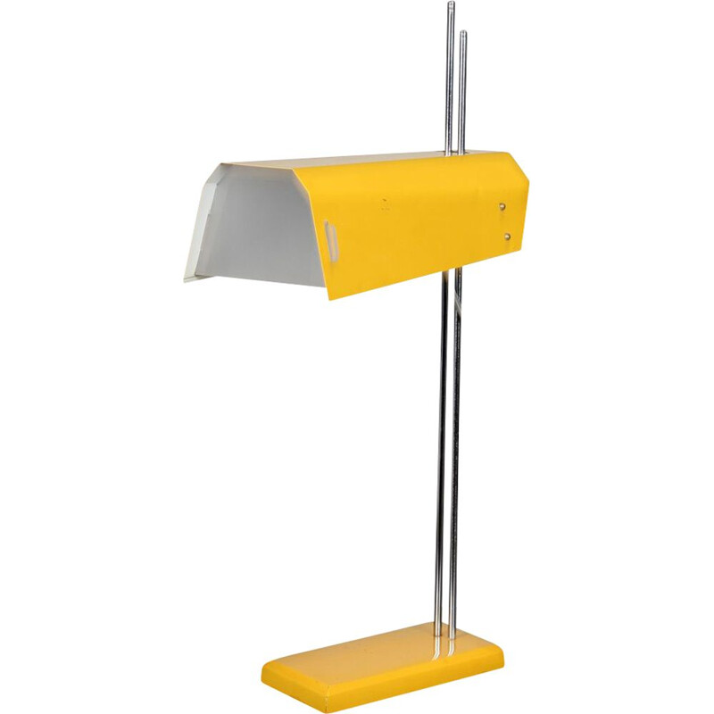 Vintage yellow metal lamp designed by Josef Hurka for Lidikov 1970s