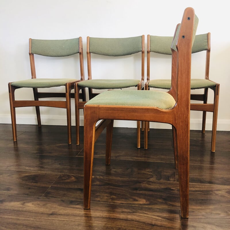 Set of 4 vintage teak chairs by Erik Buch for O.D. Mobler, Denmark 1960