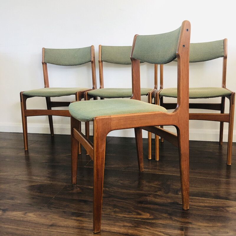 Set of 4 vintage teak chairs by Erik Buch for O.D. Mobler, Denmark 1960