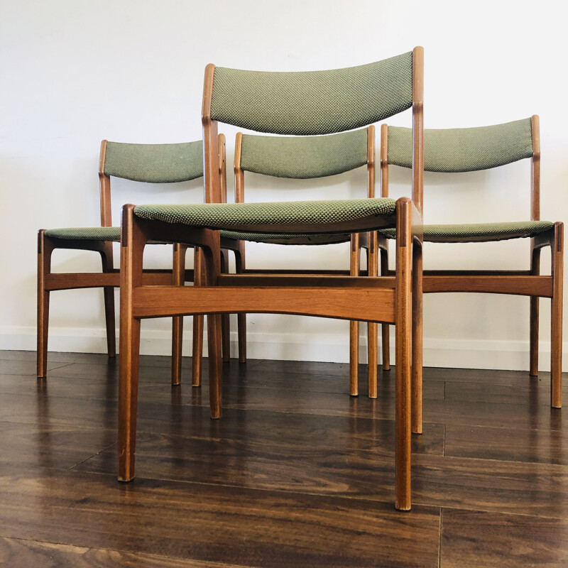 Set of 4 vintage teak chairs by Erik Buch for O.D. Mobler, Denmark 1960