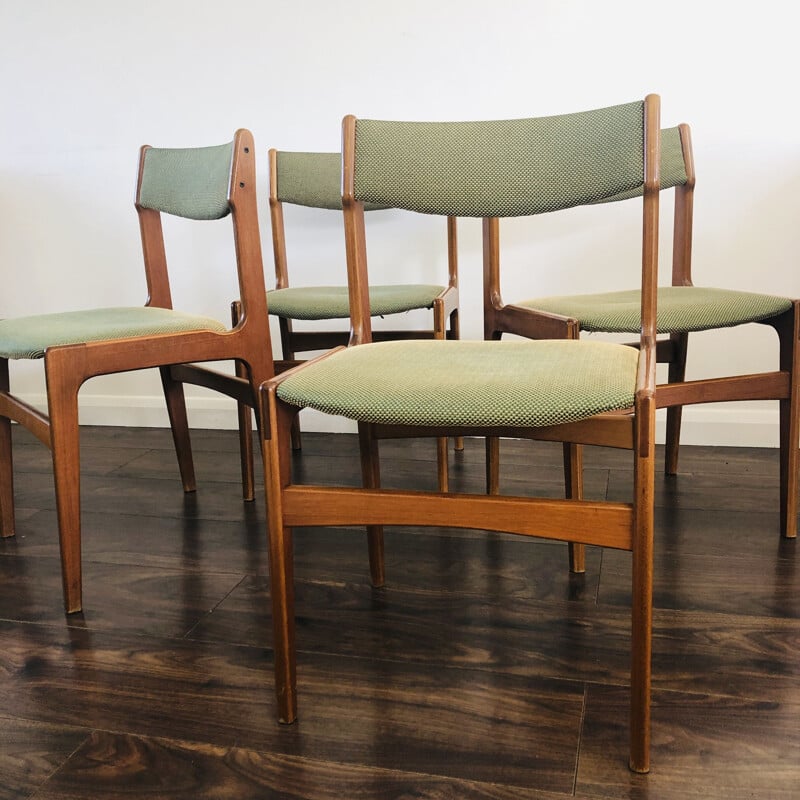 Set of 4 vintage teak chairs by Erik Buch for O.D. Mobler, Denmark 1960