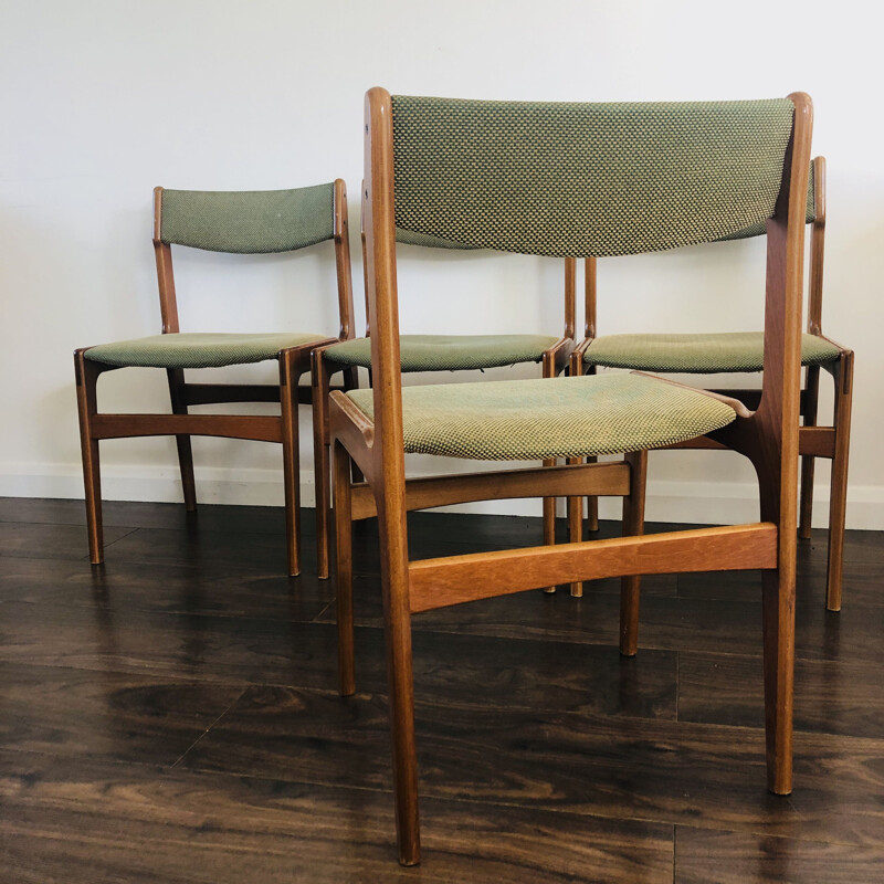 Set of 4 vintage teak chairs by Erik Buch for O.D. Mobler, Denmark 1960