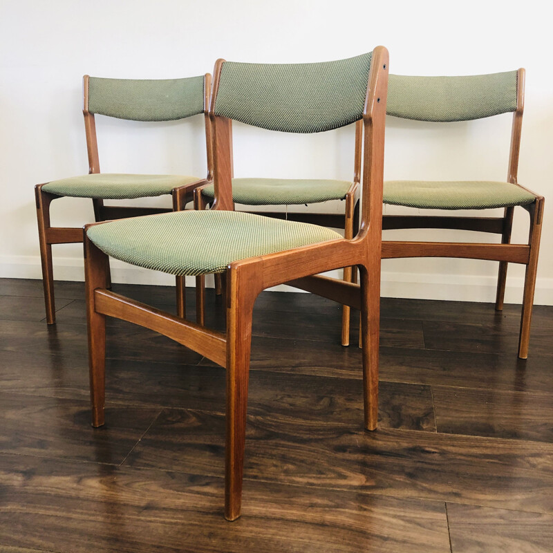 Set of 4 vintage teak chairs by Erik Buch for O.D. Mobler, Denmark 1960