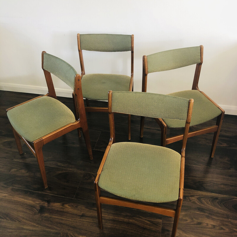 Lot de 4 chaises vintage en teck par Erik Buch pour O.D. Mobler, Danemark 1960