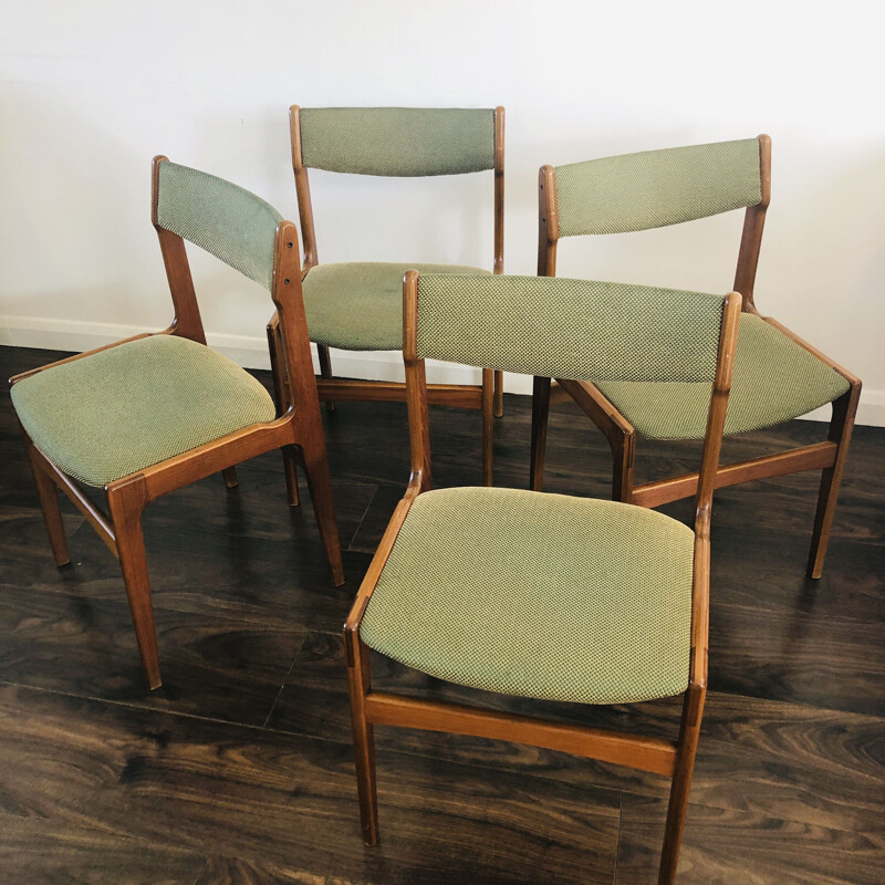 Set of 4 vintage teak chairs by Erik Buch for O.D. Mobler, Denmark 1960