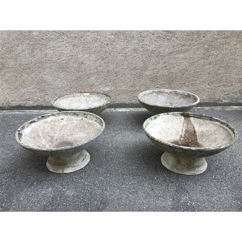 Set of 4 Eternit planters in concrete, Willy GUHL & Anton BEE - 1950s