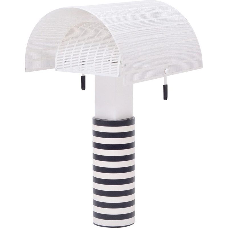 Vintage postmodern black and white table lamp "Shogun" by Mario Botta for Artemide, Italy 1986