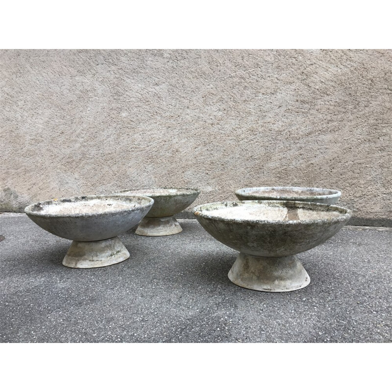 Set of 4 Eternit planters in concrete, Willy GUHL & Anton BEE - 1950s