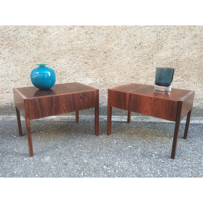 Pair of Scandinavian night stands in Rio rosewood - 1950s