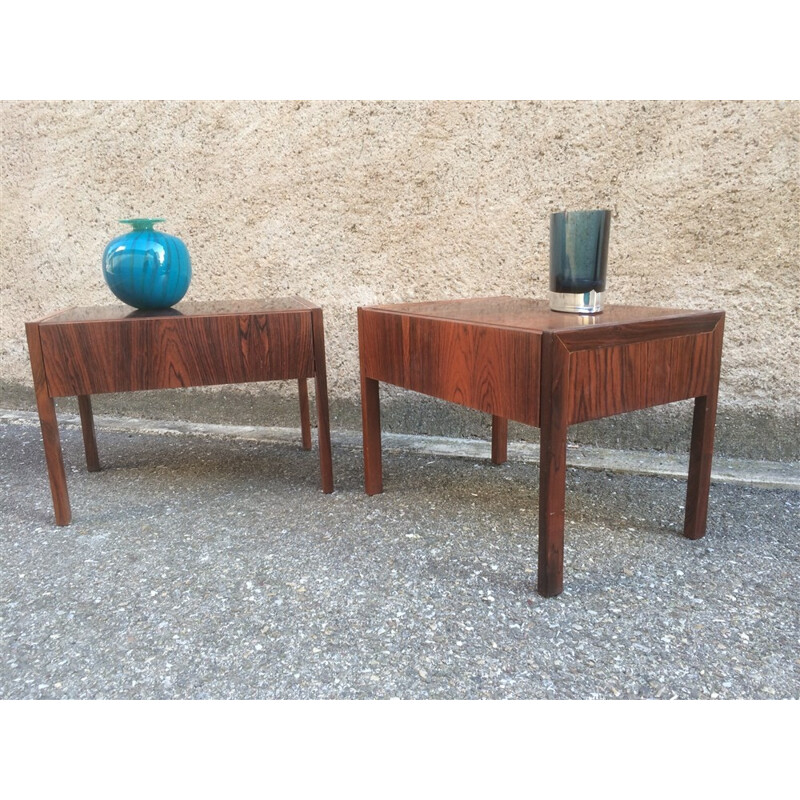 Pair of Scandinavian night stands in Rio rosewood - 1950s