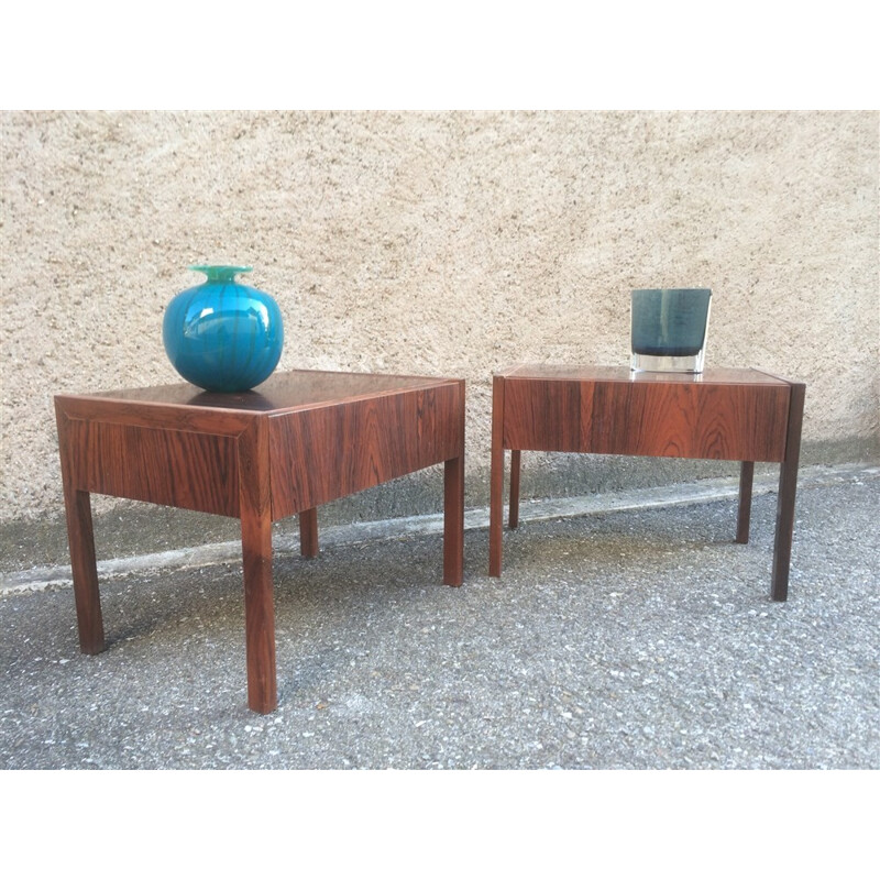 Paire de chevets vintage scandinaves en palissandre de Rio - 1950