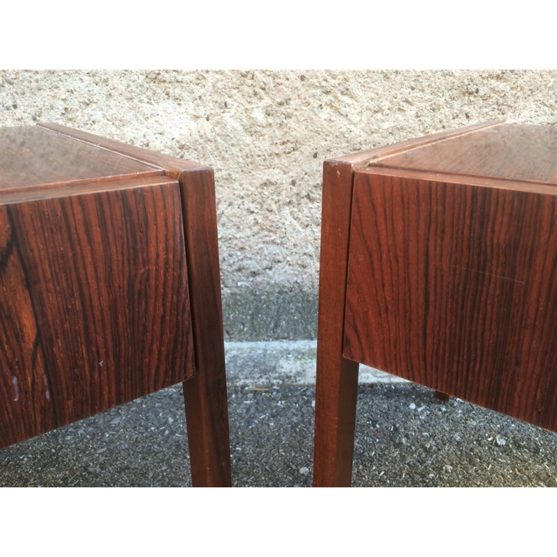 Pair of Scandinavian night stands in Rio rosewood - 1950s