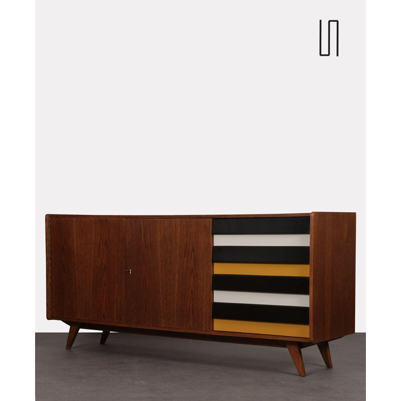 Vintage yellow and black U-460 sideboard by Jiri Jiroutek for Interier Praha 1960