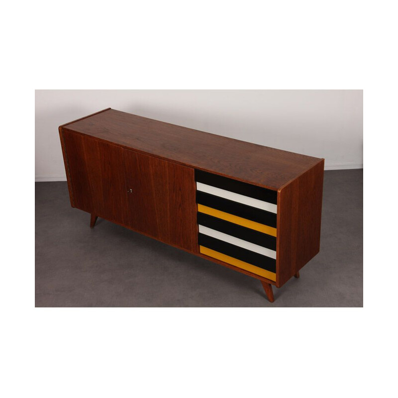 Vintage yellow and black U-460 sideboard by Jiri Jiroutek for Interier Praha 1960