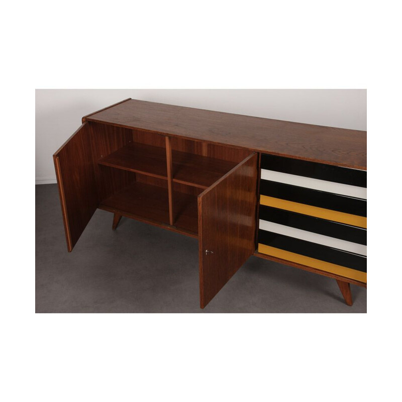 Vintage yellow and black U-460 sideboard by Jiri Jiroutek for Interier Praha 1960