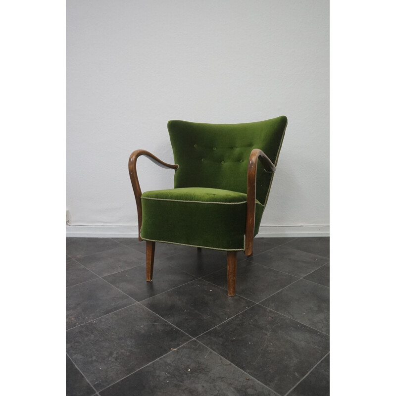 Fauteuil vintage Alfred Christensen en bois de hêtre teinté foncé par Slagelse Mobelværk 1940