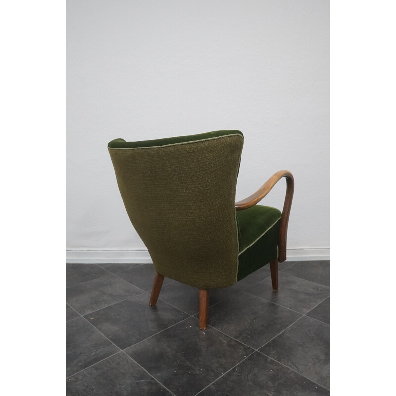 Vintage Alfred Christensen Armchair in Dark Stained Beech Wood by Slagelse Mobelværk 1940s