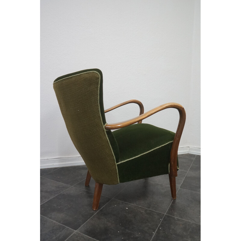 Vintage Alfred Christensen Armchair in Dark Stained Beech Wood by Slagelse Mobelværk 1940s