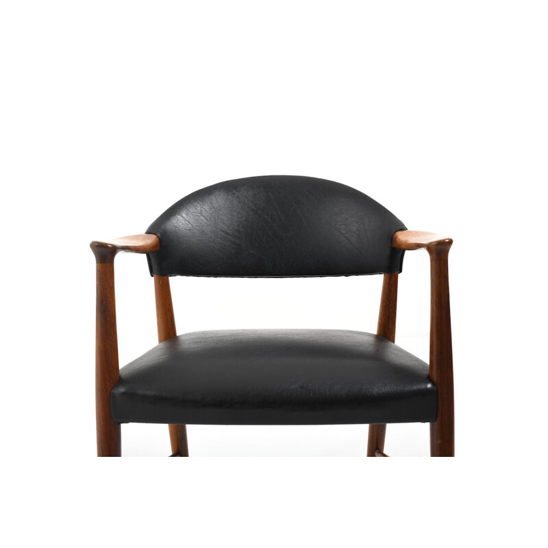 Paire de fauteuils vintage Kurt Olsen avec cuir noir, Danois 1958