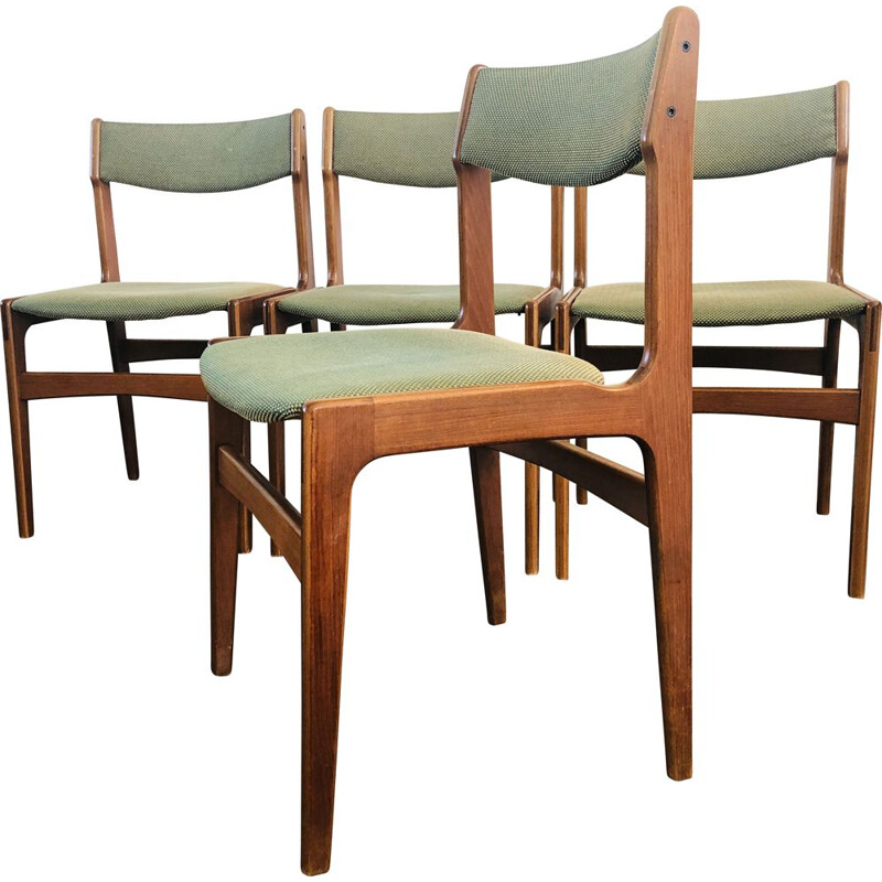 Conjunto de 4 cadeiras de teca vintage de Erik Buch para O.D. Mobler, Dinamarca 1960