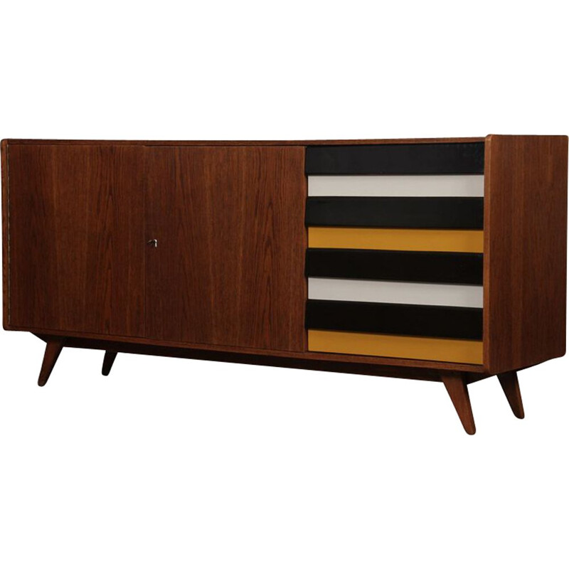 Vintage yellow and black U-460 sideboard by Jiri Jiroutek for Interier Praha 1960