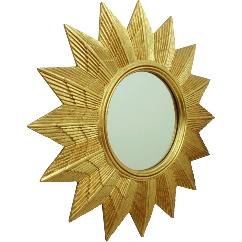 German "Starburst" mirror in gold colored resin - 1970s