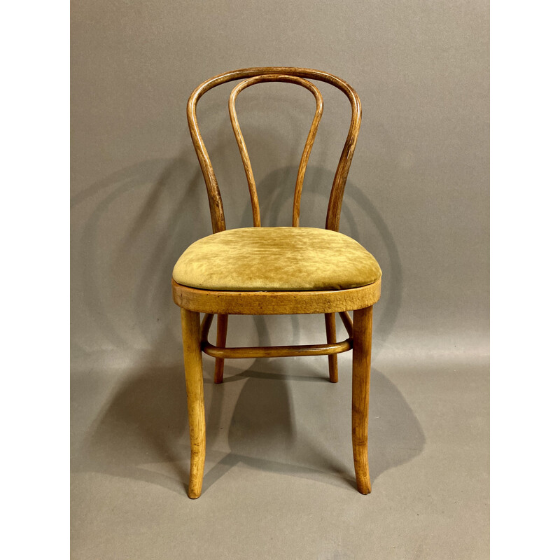 Set of 8 vintage bistro chairs "Thonet" in beech 1950s